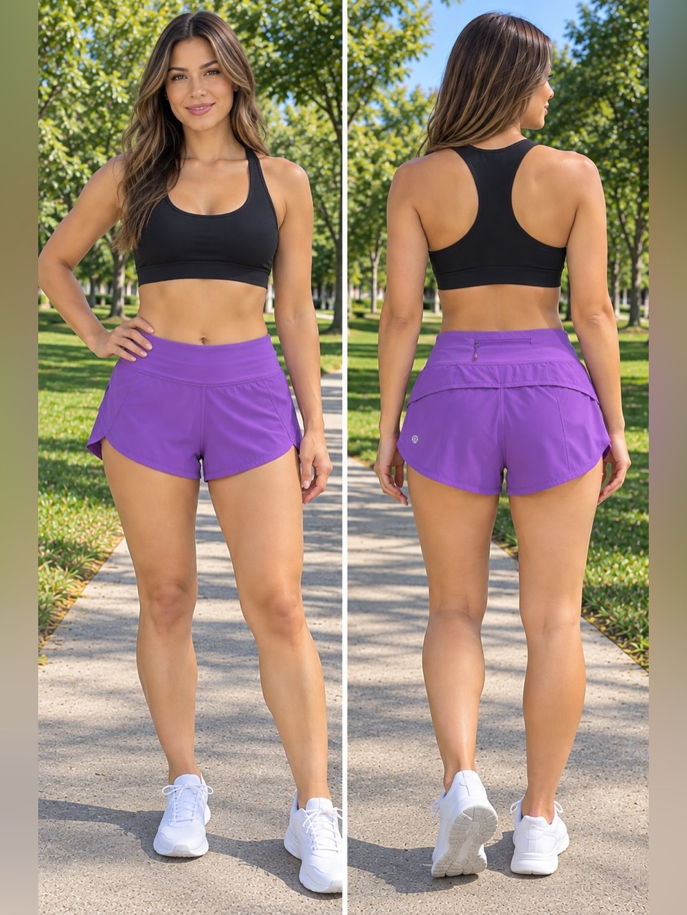Lululemon Purple Running Shorts Size 2 Zip Pocket
